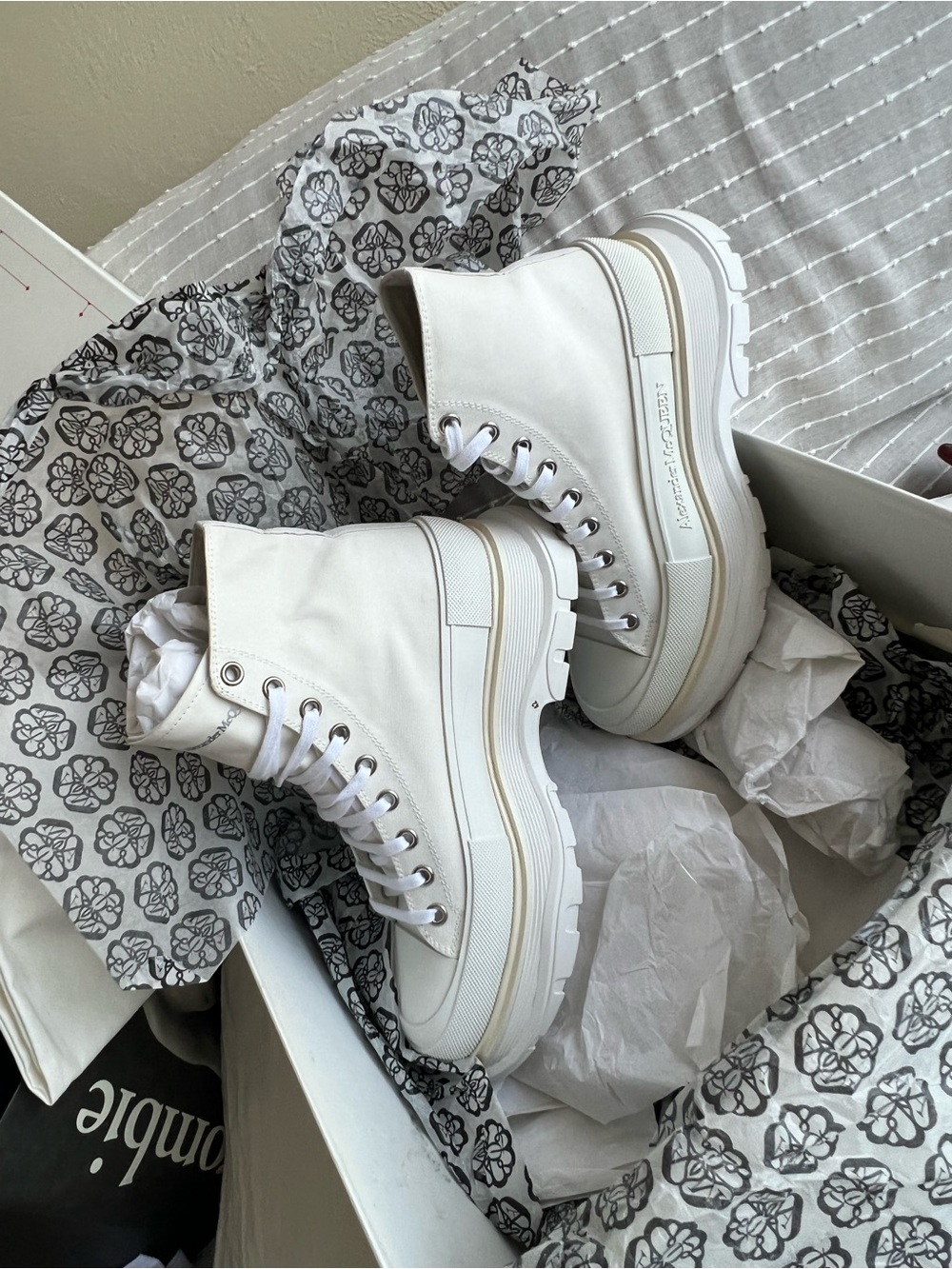 Men's White Platform High-Top Sneakers